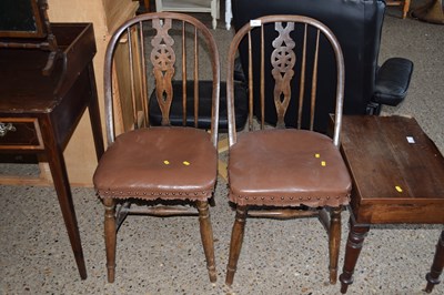 Lot 311 - Pair of upholstered wheel back chairs