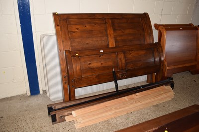 Lot 355 - Modern dark wood effect sleigh bed