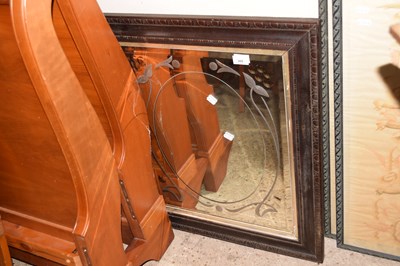 Lot 360 - Wooden framed wall mirror with etched decoration