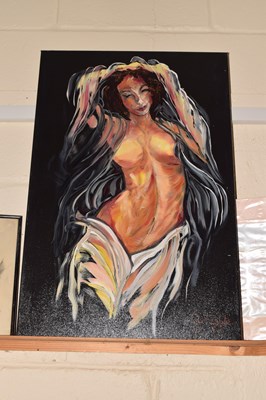 Lot 573 - An oil on canvas of a nude, signed lower right...