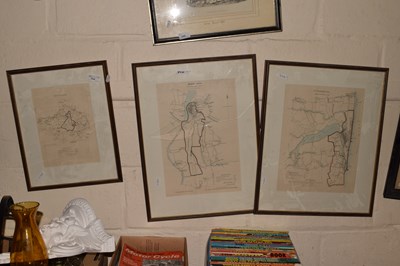 Lot 644 - Three framed and glazed maps to include...