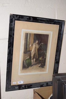 Lot 649 - A print of a Regency gentleman playing flute,...
