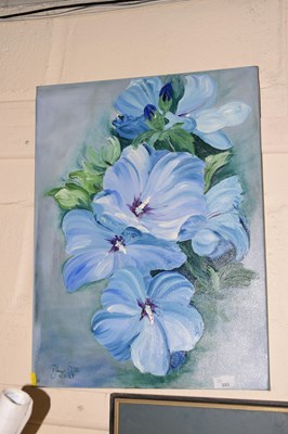 Lot 653 - Oil on canvas of flowers