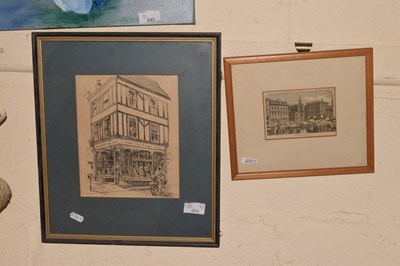 Lot 654 - Two framed prints Norwich Market etc