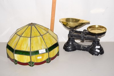 Lot 681 - Glass Art Deco style lampshade together with...
