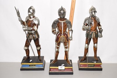 Lot 687 - Three models of various Knights in armour