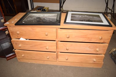 Lot 780 - Pine wood sideboard with six drawers