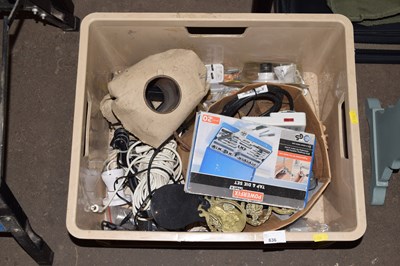 Lot 836 - Box of assorted wares to include brass items,...