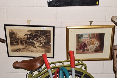 Lot 868 - Two framed prints to include cottage scene...