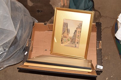 Lot 880 - Box of assorted framed drawings and...