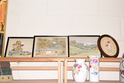 Lot 560 - Set of three framed watercolour landscapes