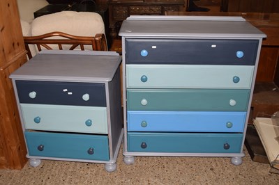 Lot 317 - A painted pine chest of drawers and another...