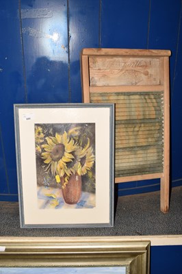 Lot 886 - Watercolour of sunflowers in a vase together...