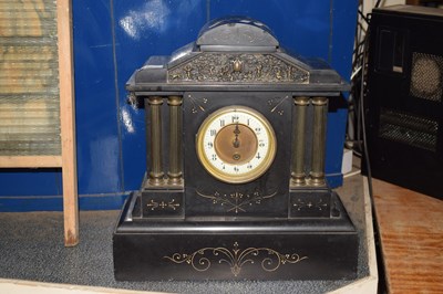 Lot 887 - Black slate mantel clock
