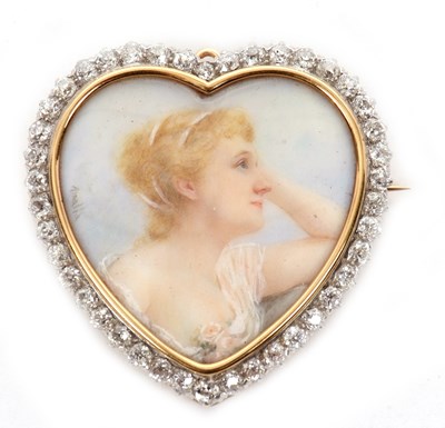 Lot 130 - A Victorian diamond heart shape portrait...