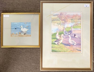 Lot 97 - John Rowbottom (British, 20th century), "Geese...