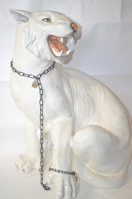 Lot 218 - Large ceramic model of a white leopard