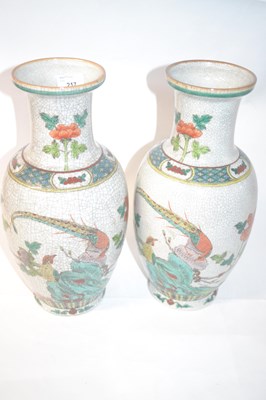 Lot 217 - A pair of Chinese crackle ware vases with...