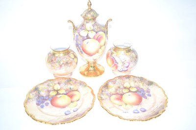 Lot 245 - Group of Royal Worcester style fruit painted...