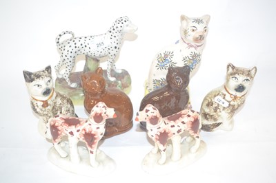 Lot 255 - Collection of model ceramic cats including two...