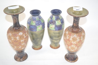 Lot 283 - A pair of Royal Doulton Art Deco vases with...