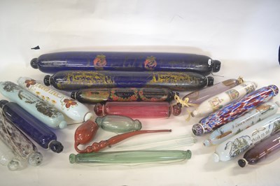 Lot 291 - Quantity of glass rolling pins, all with...