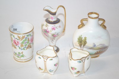 Lot 306 - Small pair of Minton vases of lobed form...