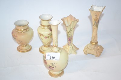 Lot 310 - Group of Worcester blush ground vases with...