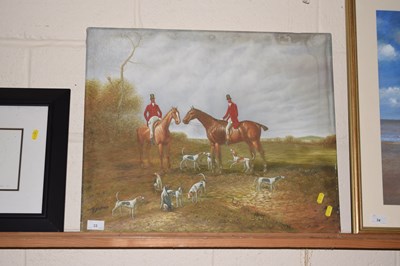 Lot 33 - An oil on canvas study of huntsman and hounds