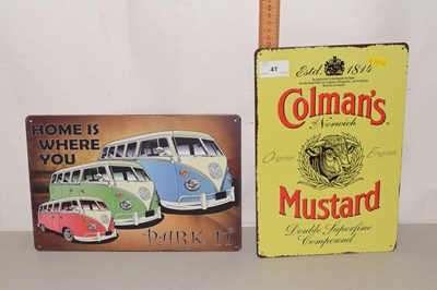 Lot 41 - Reproduction Colmans Mustard metal sign and a...