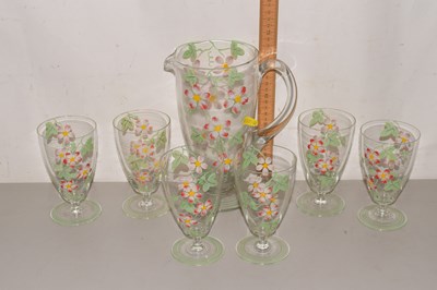 Lot 53 - A floral decorated glass lemonade set