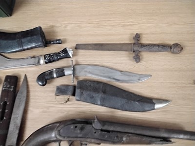 Lot 61 - Group of various Far Eastern daggers, Kukri's...