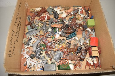 Lot 79 - Box of various play worn die cast farm animals...