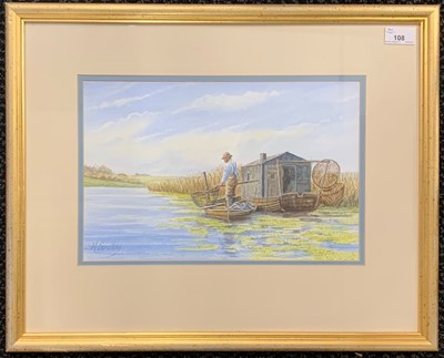 Lot 108 - Mick Bensley (b.1944), "Eel Catcher",...