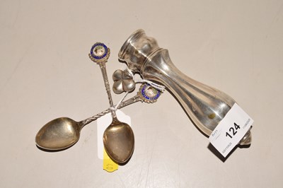 Lot 124 - A silver plated handle with screw thread grip...