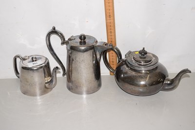 Lot 158 - Three pieces of silver plated tea wares