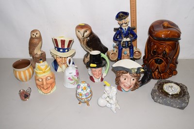 Lot 167 - Collection of novelty character jugs, owl...