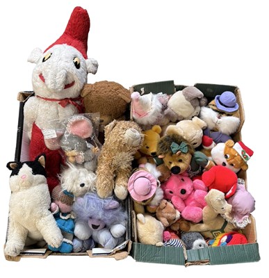 Lot 463 - 2 large boxes of vintage soft toys and...