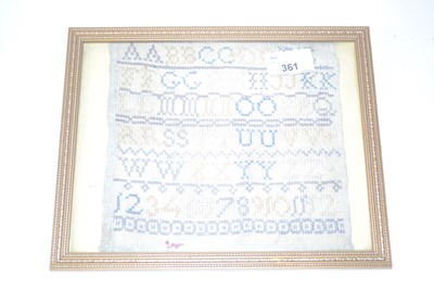 Lot 361 - A small framed sampler