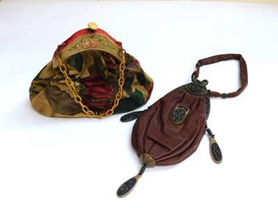 Lot 95 - Two 1920-30's handbags: one with patterned...