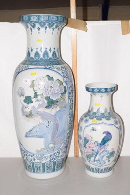 Lot 196 - Two reproduction Chinese vases decorated with...