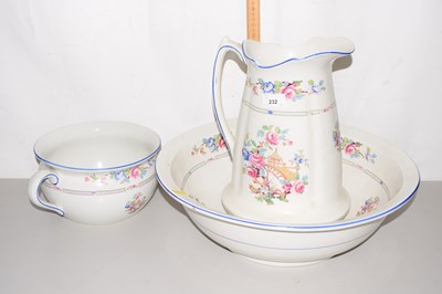 Lot 232 - A floral decorated 3-piece wash set