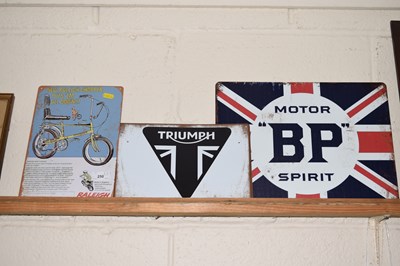 Lot 250 - Three reproduction metal motor advertising...