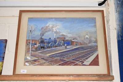 Lot 253 - Leney study of a GER locomotive at platform