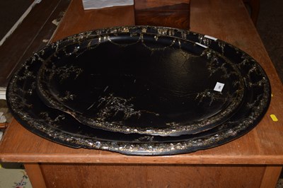 Lot 346 - Two Victorian papier mache and mother of pearl...