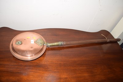 Lot 363 - Victorian copper and brass bed warming pan on...