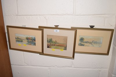 Lot 282 - A set of three small watercolour studies of...