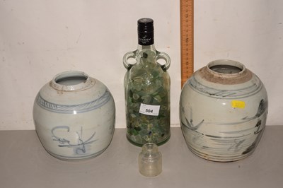Lot 504 - Two Chinese stone ware vases and a quantity of...