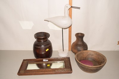 Lot 508 - Mixed Lot: Wooden vase, bowl, mirror and a...
