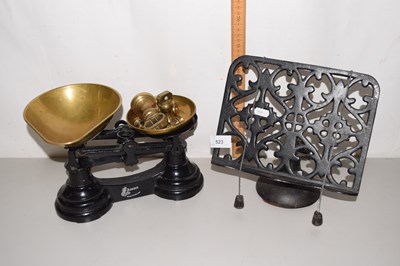 Lot 523 - A pair of cast iron and brass weight kitchen...